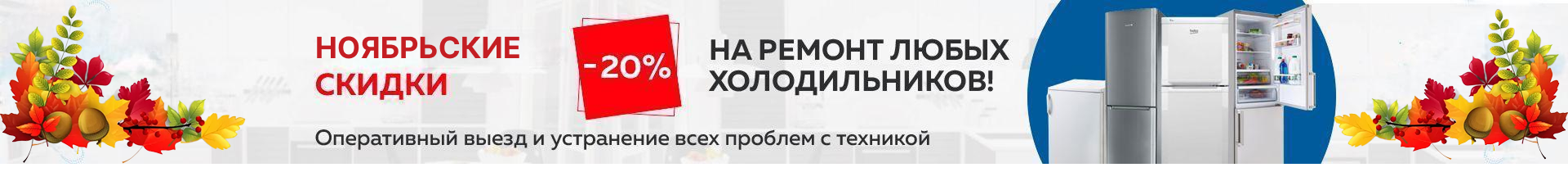 -20% на ремонт холодильников до конца ноября!